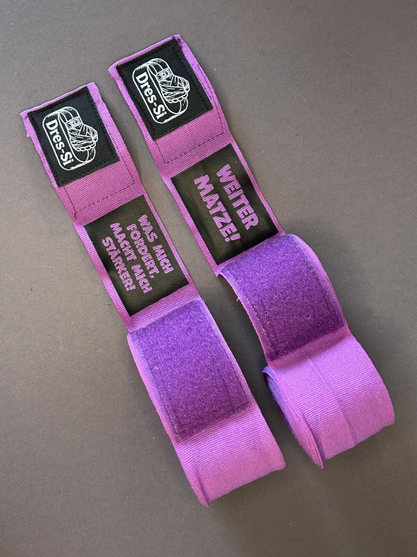 Boxbandage lila, personalisiert mit Namen und persönlichen Mantra