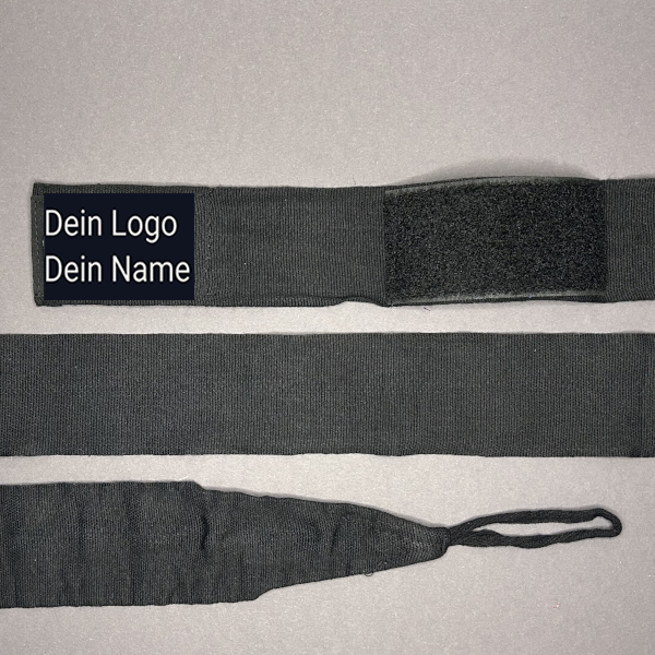 Boxbandage schwarz, personalisiert mit Name und Logo, Fightwear für Boxen, Kickboxen, Muay Thai und MMA