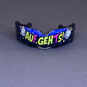 Individuell anpassbarer Mundschutz aus Somo-Gel mit Aufdruck, Zahnschutz für Kampfsport